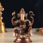 Pure Brass Lord Ganesha | 5" x 3.5" x 2.5" | 1 kg | Copper Tone Finish | Portable Sacred Art | Perfect Gift | Jaipurio